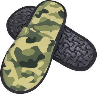 Generic Shoes Green Camo Fluffy Slippers Reusable Sliders For Big Kid Christmas Outdoor M