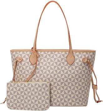 Generic Extra Large Tote Bag for Women with Wallet Plaid Leather Purses and Handbags Top Handle Ladies Shoulder Bags (White)