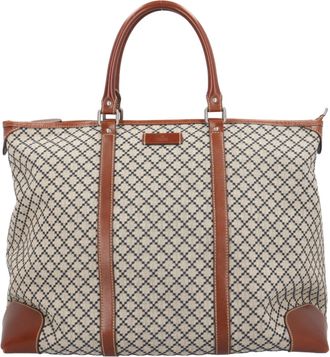 Gucci Brown Gray Navy Gg Canvas Tote Bag (Pre-Owned)