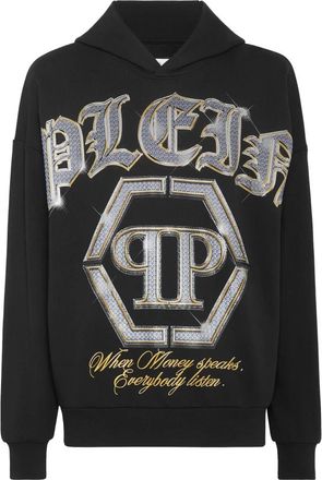 Philipp Plein Hoodie Sweatshirt met Kristallen - Heren - Hoodies - Zwart - M - Katoen - Hoodies & sweatvesten
