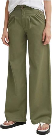 Levi's Broek met wijde pijpen en plooien - Dames - Wijde Broeken - Groen - W24 L32 - Katoen - Broeken