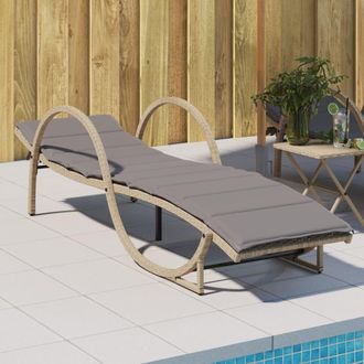 vidaXL Tumbona Con Coj&iacute;n Rat&aacute;n Sint&eacute;tico Beige 60x199x42 Cm Vidaxl