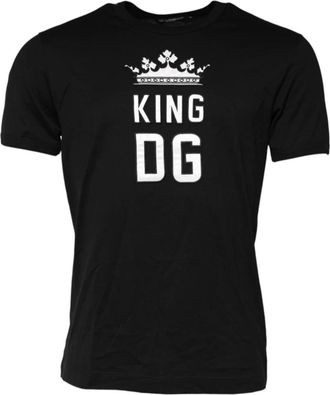 Dolce & Gabbana Zwarte King Crown Katoenen T-shirt - Heren - T-shirts - Zwart - XS - Katoen - Tops