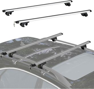 HOMCOM Homcom - Barras De Techo Universales Para Veh&iacute;culos Bacas Portaequipajes Coche Autom&oacute;vil Con 123,5 Cm Rieles De Aluminio Y Cerradura Carga 75 Kg
