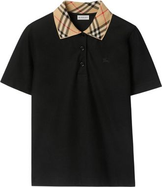 Burberry Checked-collar Cotton Polo Shirt