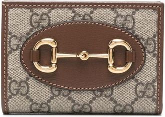Gucci Horsebit 1955 card case wallet - women - Leather/Leather/Canvas - One Size - Neutrals