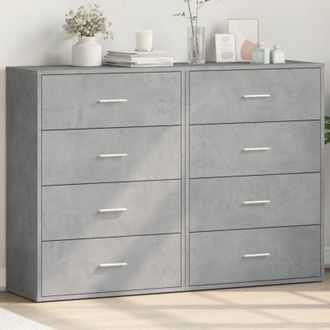 vidaXL Vidaxl - Credenze 2 pz Grigio Cemento 60x31x84 cm in Legno Multistrato