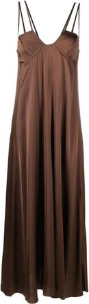 &Aacute;eron Strappy Maxi Jurk - Dames - Maxi kleedjes - Bruin - 2XS - Kleedjes