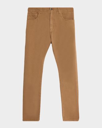 Isaia Mens Cashmere-Cotton Slim 5-Pocket Pants