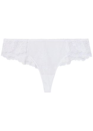 Simone P&eacute;r&egrave;le Simone P&Eacute;R&Egrave;LE Intrigue Tanga Embroidered Tulle Briefs - White - 3 (UK 12 / M)