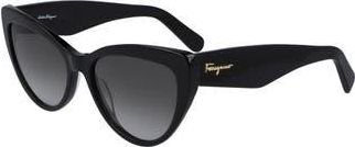 Ferragamo Salvatore Ferragamo 56mm Cat Eye Sunglasses in Black at Nordstrom Rack