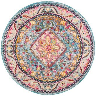 Safavieh Alfombra turquesa y beige 152 x 152 cm