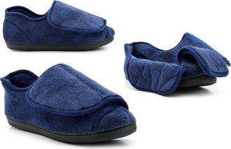 Generic Mens Wide Slippers Womens Comfort Slippers Size 9 Mens Wide Open Slipper Size 10 Ladies Comfort Slipper Touch Fastening Sizes 7-12 Navy 10 UK