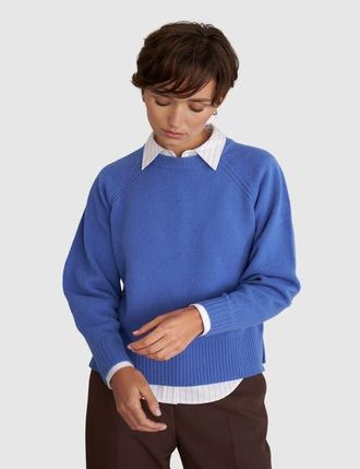 Hobbs London Morgan Crew Neck Knitted Jumper in Thistle Blue at Nordstrom, Size X-Large