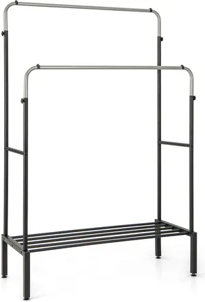 Costway Costway - Perchero Burro Ropa De Metal, Perchero De Doble Varilla Con Alturas Ajustables, Estantes De Almacenamiento Para Colgar Ropa, Organizador De 