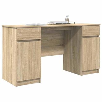Berkfield Home Elegant Desk Sonoma Oak 140x49x76 cm Engineered Wood in Light Oak | Size: 140 x 49 x 76 cm