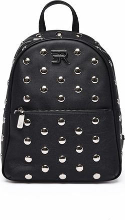 Ermanno Scervino Structured Black Polyurethane Backpack With Metallic Accents