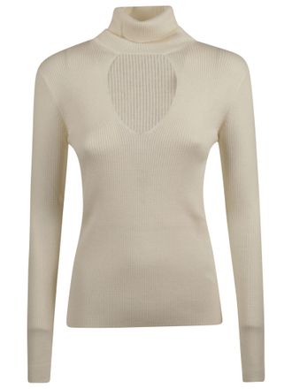 P.A.R.O.S.H. Leila Ribbed Wool Heart Turtleneck Sweater