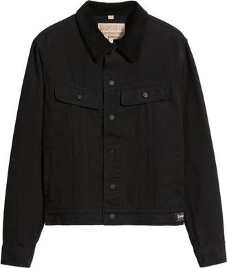 Schott NYC Cotton Canvas Trucker Jacket in Black at Nordstrom, Size Xx-Large