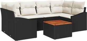 vidaXL Vidaxl - Garden Sofa Set with Cushion 7 pcs Black Poly rattan