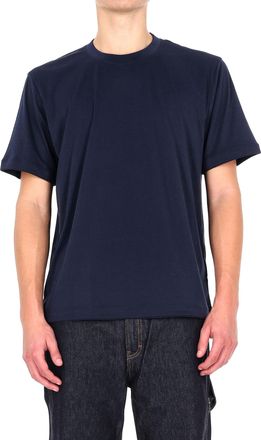 Eleventy Blue Double-Trim Cotton T-Shirt