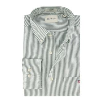 GANT Overhemden, Heren, Groen, 2Xl, Katoen, Banker Stripe Classic Oxford Shirt