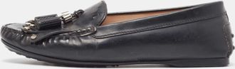 Tod's Tods Black Patent Leather Tessal Fringe Detail Slip On Loafers