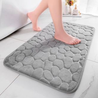 OEM Alfombrilla De Ba&ntilde;o De Espuma Viscoel&aacute;stica, Absorbente, Decorativa Y Antideslizante Para Ba&ntilde;o Y Sala De Estar, 40 X 60 Cm, Gris Claro