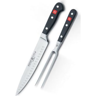 W&uuml;sthof Classic 2-Piece Stainless Steel Carving Set in Black at Nordstrom