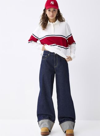 Twik Womens XL cuff high-rise wide-leg jean RB fit