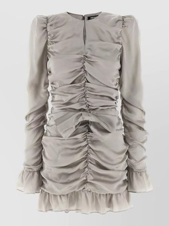 Rotate mini dress long sleeves bow ruched hem