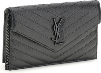 Saint Laurent Womens Cassandre Mini Shoulder Bag Nero Calf Leather Bos Taurus Wallet