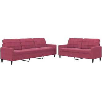 vidaXL Vidaxl - Juego De Sof&aacute;s Con Cojines 2 Piezas Terciopelo Rojo Tinto