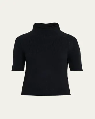 Lisa Yang Fride Short-Sleeved Mock-Neck Cashmere Sweater