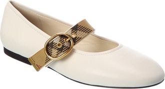 Burberry Check Robin Leather Ballerina Flat