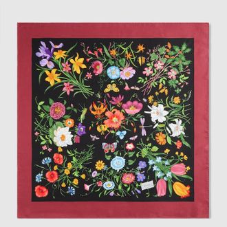 Gucci Printed Silk Twill Carr&eacute;, Black