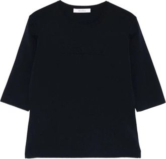 Max Mara Mxpaustero Top met korte mouwen - Dames - Ronde hals truien - Blauw - L - Truien & Vesten
