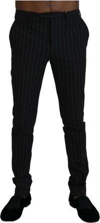 Bencivenga Gestreepte Viscose Pantalon - Heren - Slim Fit Broeken - Zwart - S - Broeken