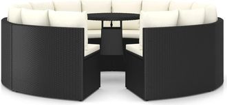 vidaXL 9 Pcs Set Sofas Of Garden W/ Vime Pe Preto Cushion