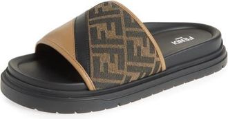Fendi Diagonal Slide Sandal in Sand.ner.tabacc.nero at Nordstrom, Size 11Us