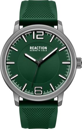 Kenneth Cole Reaction Classic Black Silicone Strap Watch, 44mm in Green at Nordstrom Rack