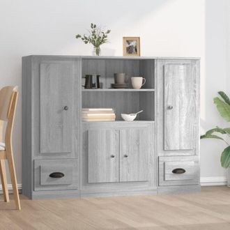 vidaXL Credenze 3 pz Grigio Sonoma in Legno Multistrato - Vidaxl