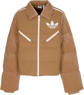 adidas Velvet Puffer Down Jacket - Dames - Ski Jassen - Bruin - XL - Fitness
