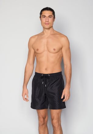 Joop Badeshorts JOOP Cortina AOP, Herren, Gr. XXL, N-Gr, open grau, Web, Obermaterial: 100% Polyester, Badehosen Badeshorts, Allover Cornflower-Logo, mit T