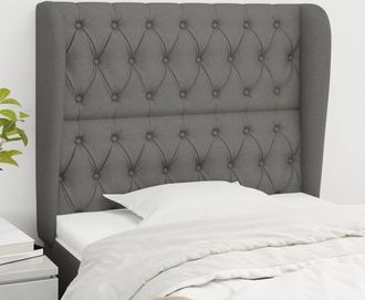 vidaXL Cabecero Con Orejas De Tela Gris Oscuro 93x23x118/128 Cm Vidaxl