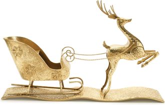 Melrose International Hammered Metal Deer with Sleigh 25.5L - Gold