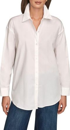 DKNY Long Sleeve Button-Up Shirt in White at Nordstrom, Size X-Small