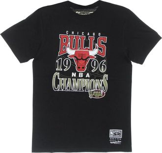 Mitchell & Ness T-Shirts, male, Black, Size: XL Chicago Bulls 1996 Champions Tee