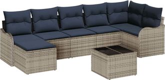 vidaXL Conjunto De Sof&aacute; De Jard&iacute;n Con Coj&iacute;n 8 Pcs Gris Polirat&aacute;n Vidaxl