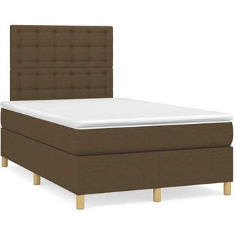 vidaXL Vidaxl - Cama Box Spring Con Colch&oacute;n Tela Marr&oacute;n Oscuro 120x190 Cm